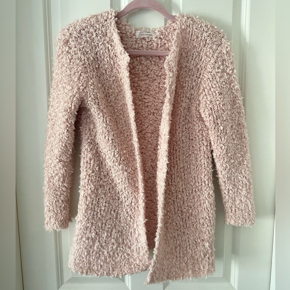 Zara Girls’ Knit Cardigan Sweater in Blush Pink